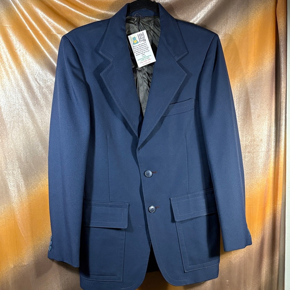 Vintage 70’s Regency Park polyester 40 long(?)  Navy‎ Men's Blazer. Box 116